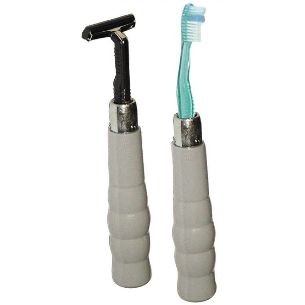 Support lesté pour rasoir et brosse à dents