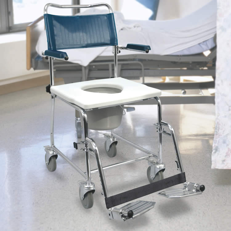 Chaise d'Aisance sur Roues Medpro Euro avec Appuie-Bras Rétractables et Appui-Pieds