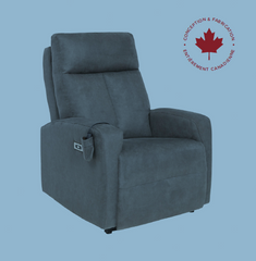 Fauteuil médical auto souleveur Elran 2 moteurs tissu gris grade 20 avec appui-tête motorisé et option lombaire