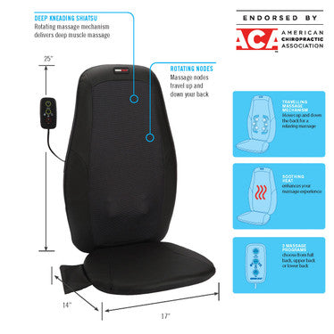Coussin De Massage Shiatsu GESS UTenon Avec Fonction Infrarouge Et Adaptateur Allume-cigare