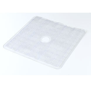 Tapis de douche transparent 20"x20" avec trou de drainage central
