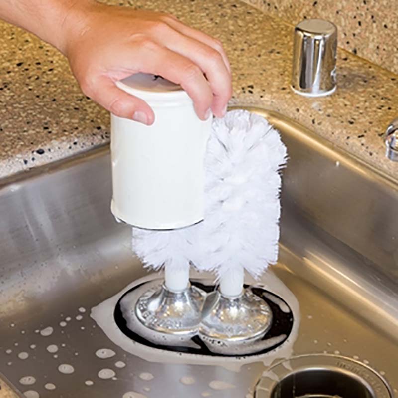 Brosse Lavage Verres à Vin - Ventouse Double Face, Poils Durs, Gris, 17.5x14cm