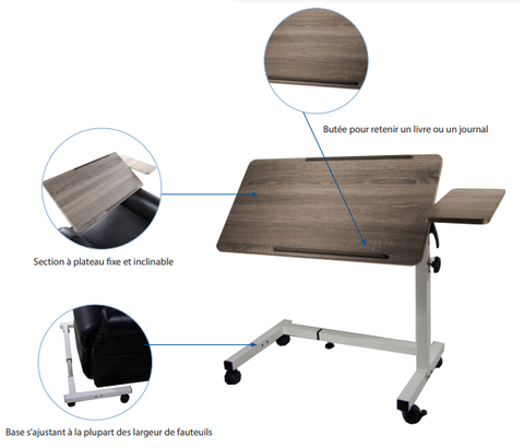 Table d'appoint avec base en U ajustable en largeur
