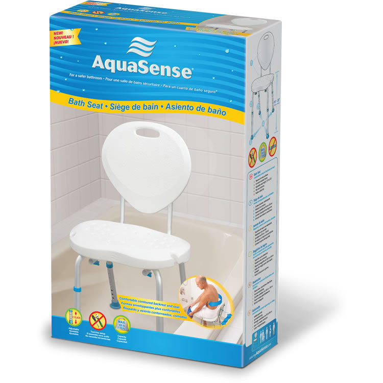 Siège de bain ergonomique avec dossier, AquaBeautify par Aquasense