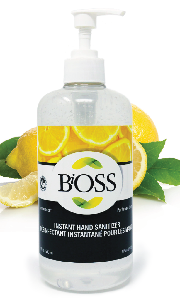 Désinfectant en gel pour les mains BiOSS 500ml avec pompe
