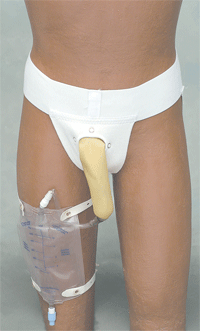 Gaine de latex pour urinal, urinoir suspensoir masculin