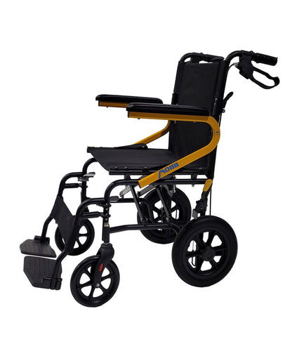 Fauteuil de transport 19''avec roues 12 pouces et côté jaune